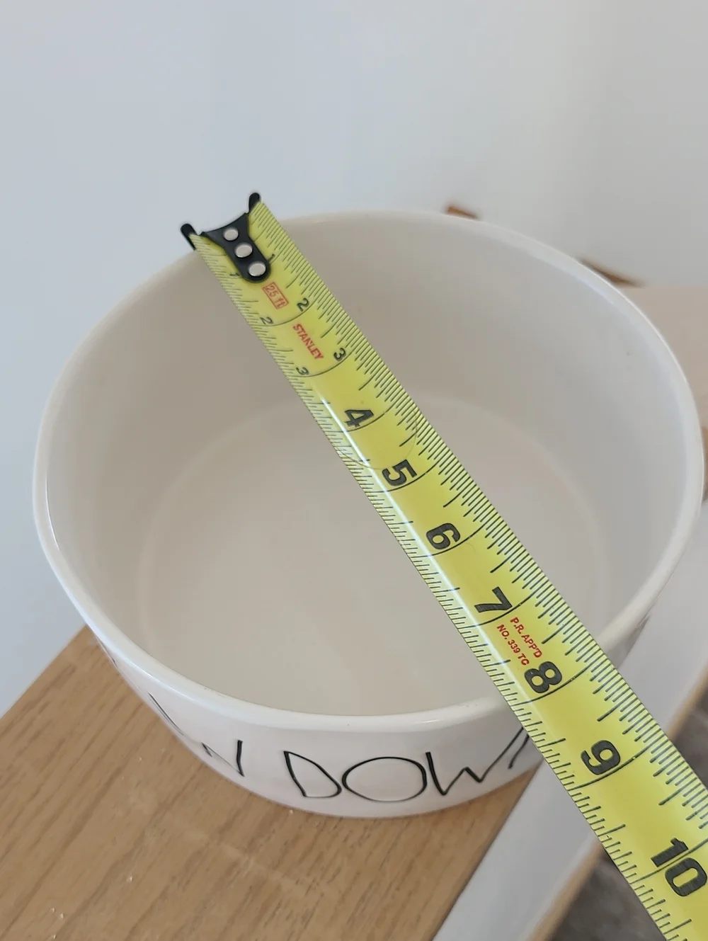 XL Rae Dunn White Ceramic 'CHOW DOWN' Pet Bowl with Black Lettering